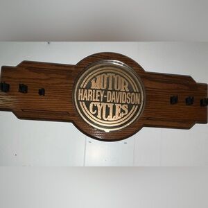 Harley-Davidson Vintage Wall MountedWooden Mirrored Pool Cue Holder-Holds 6